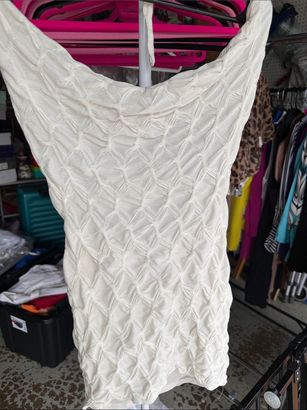 Forever 21 Cream Textured Sleeveless Mini Dress
